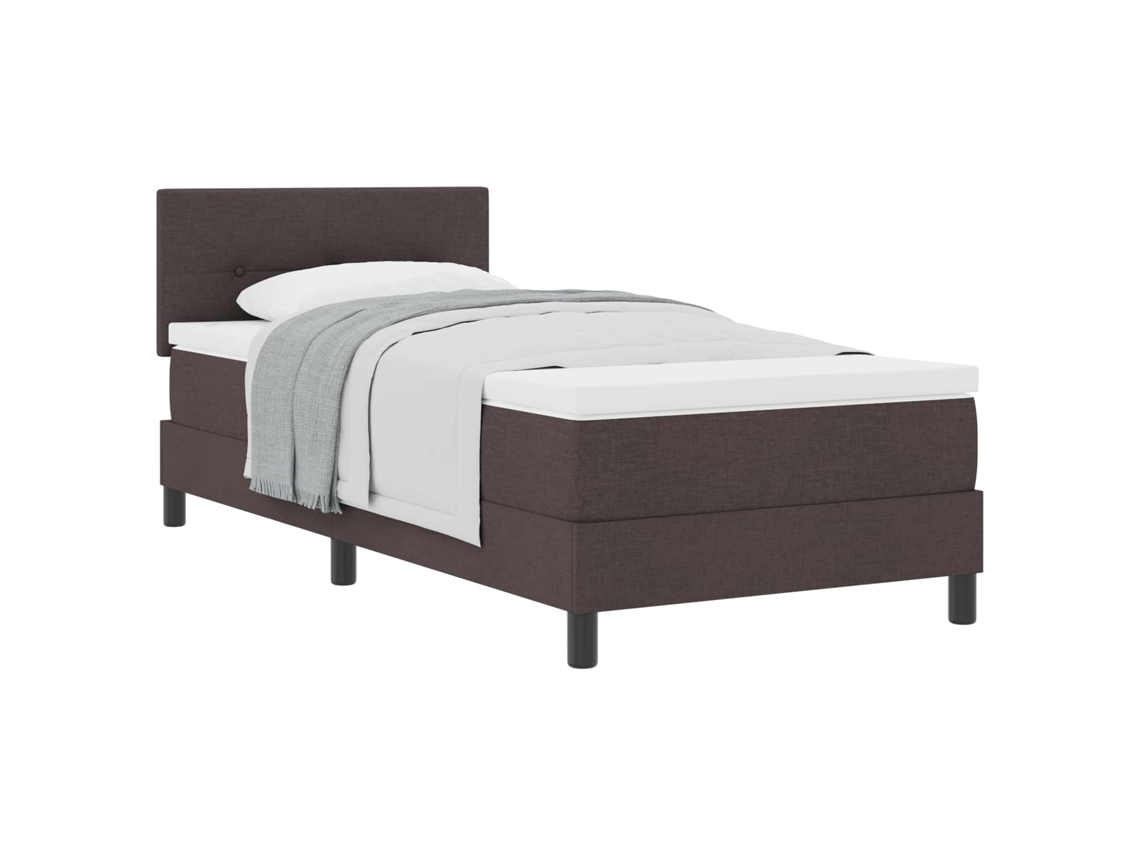 Cama Box com Colchão Marrom Escuro 80 X 200 Cm Tecido MAISON EXCLUSIVE