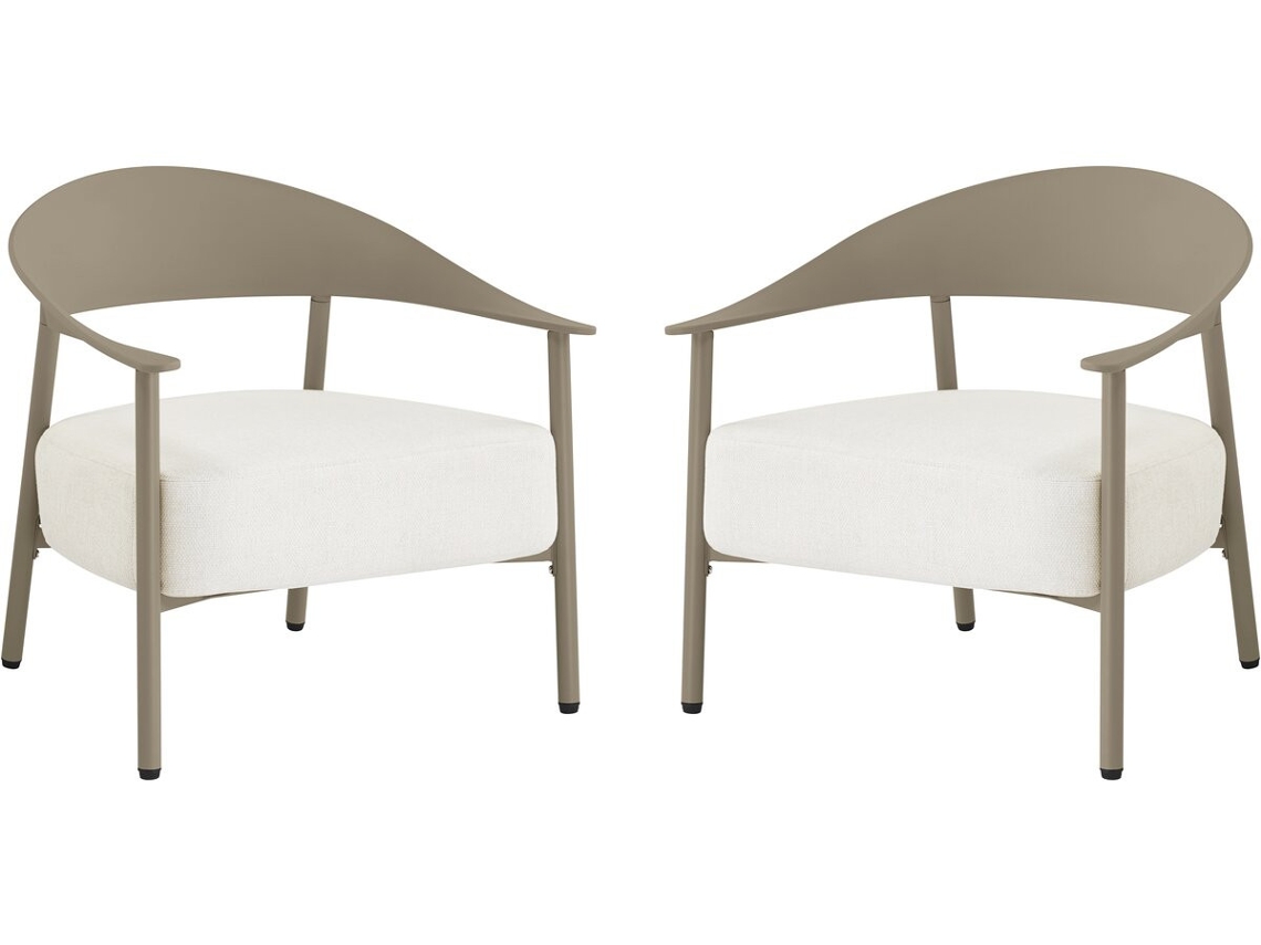 Conjunto De 2 Cadeirões De Jardim "céora" Em Plástico E Metal - Taupe