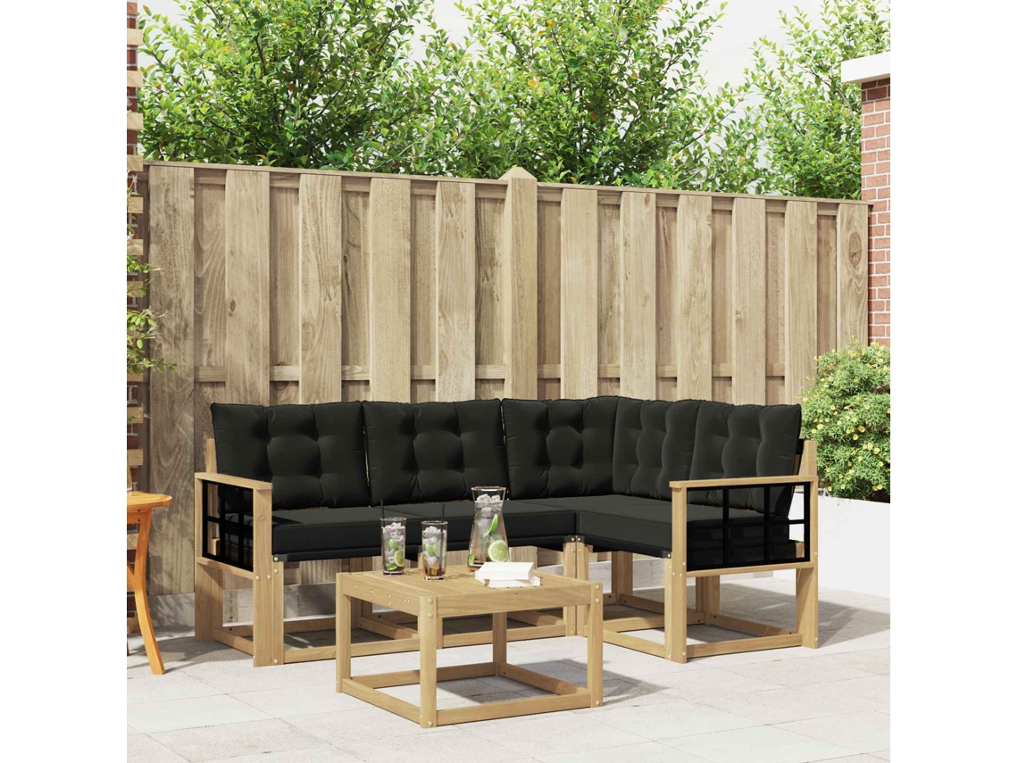 Vidaxl Conjunto De Sofás Para Exterior 5 Unid. Branco E Preto