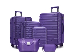 Conjunto de 6 malas com mochilas, duras, expansíveis, rodas giratórias, roxo ORBITRA COMMERCE