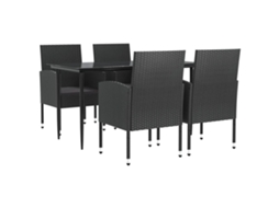 Garden Dining Set, Garden Dining Sets Vidaxl Preto Rattan / Vime (mesa Com 140 Cm De Comprimento)