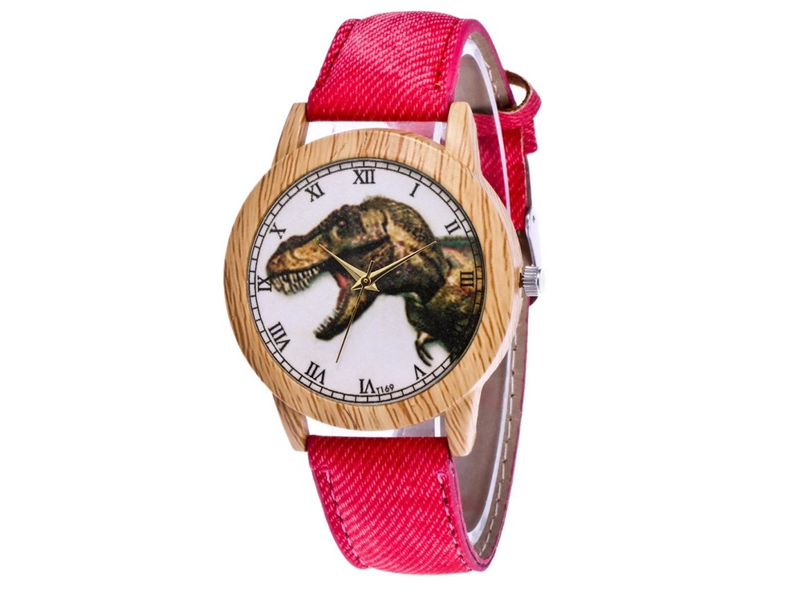 Relógio de Pulso Casual de Quartzo com Cinto de Vaquero Trendy Simple Pattern Vermelho