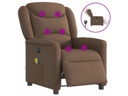 Vidaxl Poltrona De Massagens Reclinável Elétrica Tecido Castanho