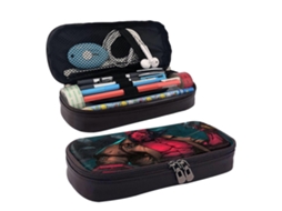 Estojo Hellboy Blood And Iron, Elegante Estojo De Couro Marrom Com Zíper Para Canetas, Marcadores E Materiais De Escritório. Olysi Shop
