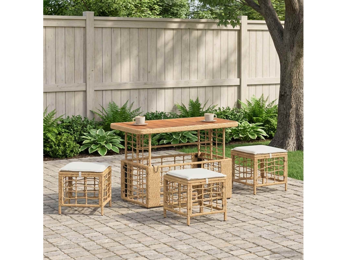 Vidaxl Conjunto De Jantar Para Jardim 4 Unid. Natural E Branco