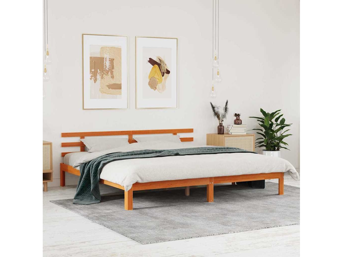Vidaxl Estrutura Da Cama Marrom Cera 203.5 X 205.5 X 69.5 Cm