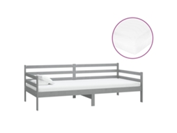 Sofá cama com Colchão 90x200 Cm Pinho Maciço Cinzento MAISON EXCLUSIVE