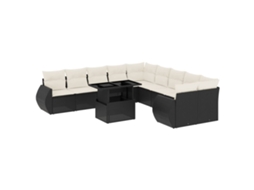 Conjunto de 11 Sofás de Jardim com Almofadões Vime Pe Preto MAISON EXCLUSIVE