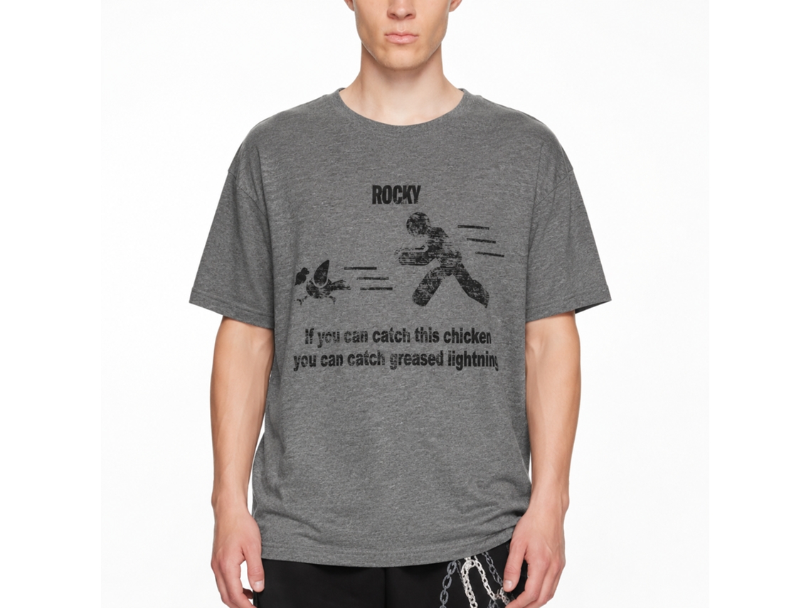 Rockinstone Rocky Movie Catch This Heather Graphite Adult T-shirt Size:l