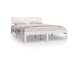 Estrutura de Cama 140x200 Cm Pinho Maciço Branco MAISON EXCLUSIVE