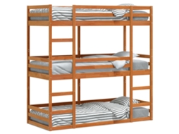 Triple Bunk Bed, Triple Bunk Beds Vidaxl Marrom Madeira De Pinho (90 X 200 Cm)