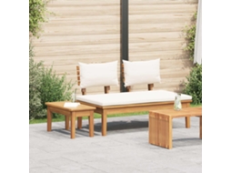 Vidaxl Conjunto De Banco De Jardim E Mesa 2 Pcs Creme E Marrom