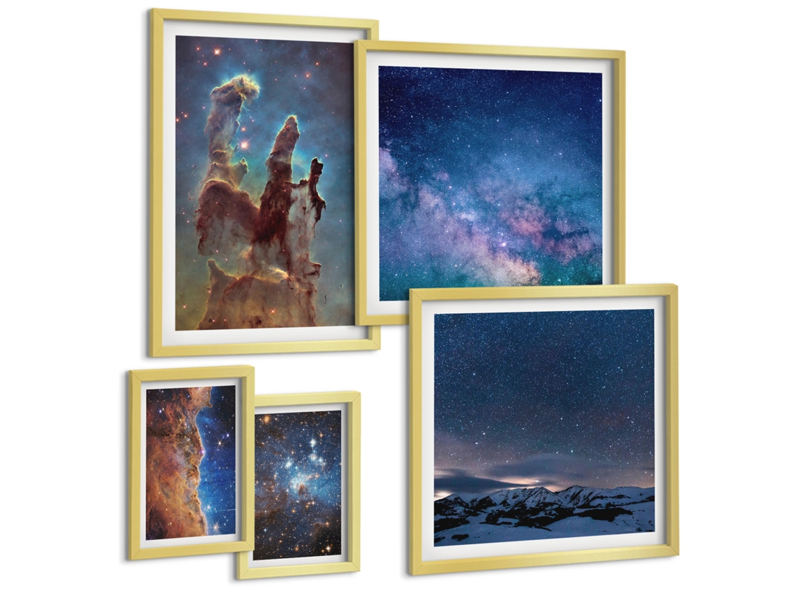 Conjunto De Pinturas Paisagens Espaciais De Galáxias Espelharte (5 Peças)
