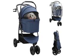 Vidaxl Carrinho De Pet Dobrável Azul 78 X 54 X 101 Cm Poliéster