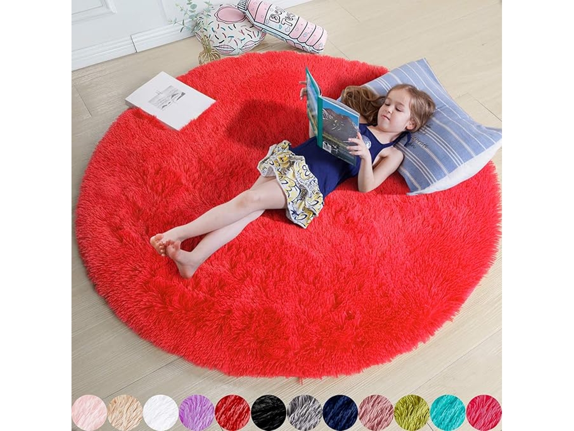 Tapete Ehstmind Redondo Quarto Circular Fofo Peludo Multicor (100x50x50cm)