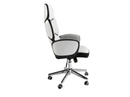 Cadeira Giratória de Escritório em Tecido Cinzento Claro e Pvc Branco Brilhante ANGEL CERDA 64 x 69 x 118/128