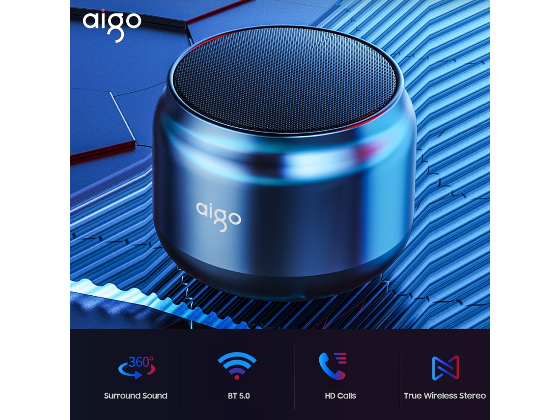 Aigo Wireless Speaker T98 Bt 5.0 True Wireless Stereo Music Player Com Microfone Hd Chamadas Som Estéreo Graves Profundos 1200mah Alto Falante De Long