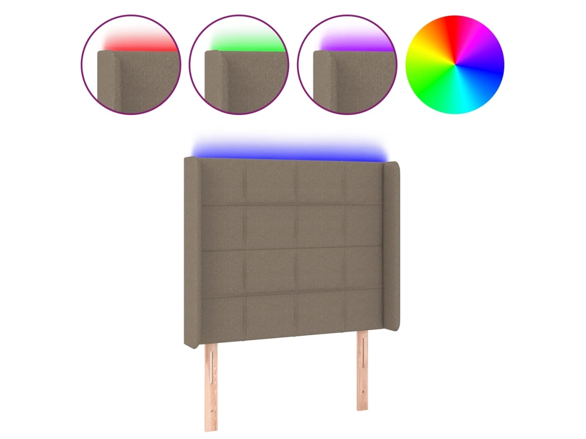 Led Headboard, Led Headboards Vidaxl Cinzento-acastanhado Tecido (93 X 16 X 118/128 Cm)