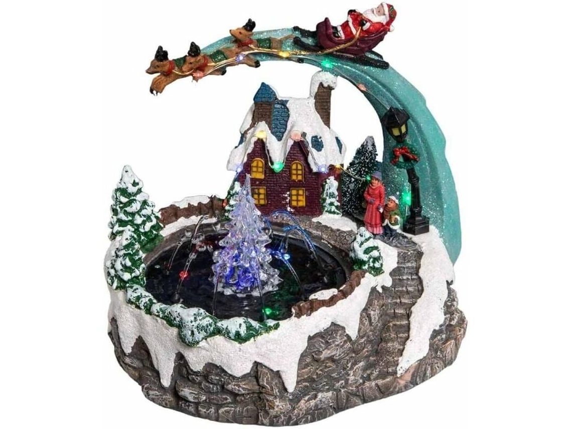 Fonte Da Vila De Natal Com Música E Luzes Animadas - Multicolorida