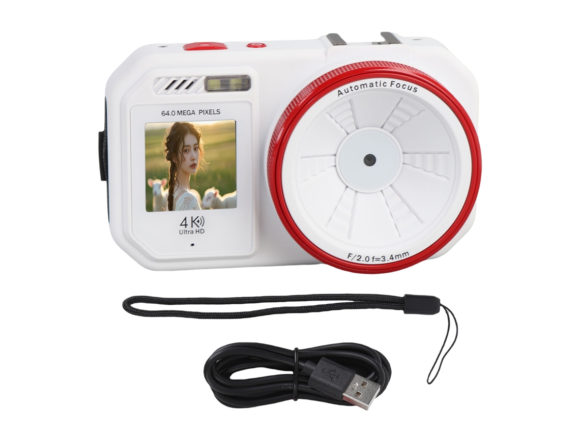 Digital Camera 64mp High Resolution 2.8 Inch Hd Screen 18x Digital Zoom Autofocus Selfie Portable Compact Camera For School Travel White LAXISCREED
