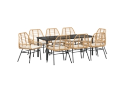 Conjunto 9 Conjunto De Jantar Para Jardim Vidaxl Castanho Vime Pe (200 X 80 X 73 Cm)