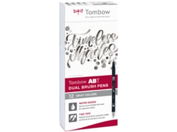 Caneta TOMBOW de Fibra Dupla Abt Dual Brush Pen Tons de Cinza