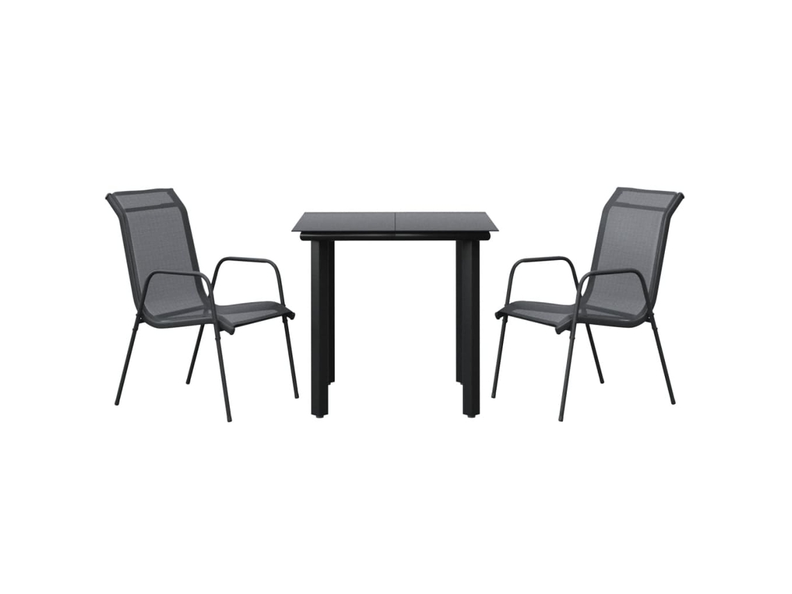 Maison Exclusive - 3 Pcs Conjunto De Jantar Para Jardim Aço E Textilene Preto