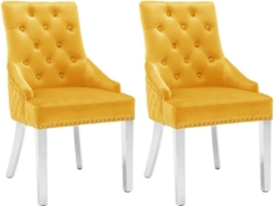 Dining Chair, Dining Chairs Vidaxl Amarelo Veludo (n/a)
