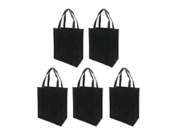 5pcs Tecidos Não tecidos Saco de Compras Dobrável Bolsa Reutilizável para Compras Ao Ar Livre Preto, 30x25x10cm GOKOCO