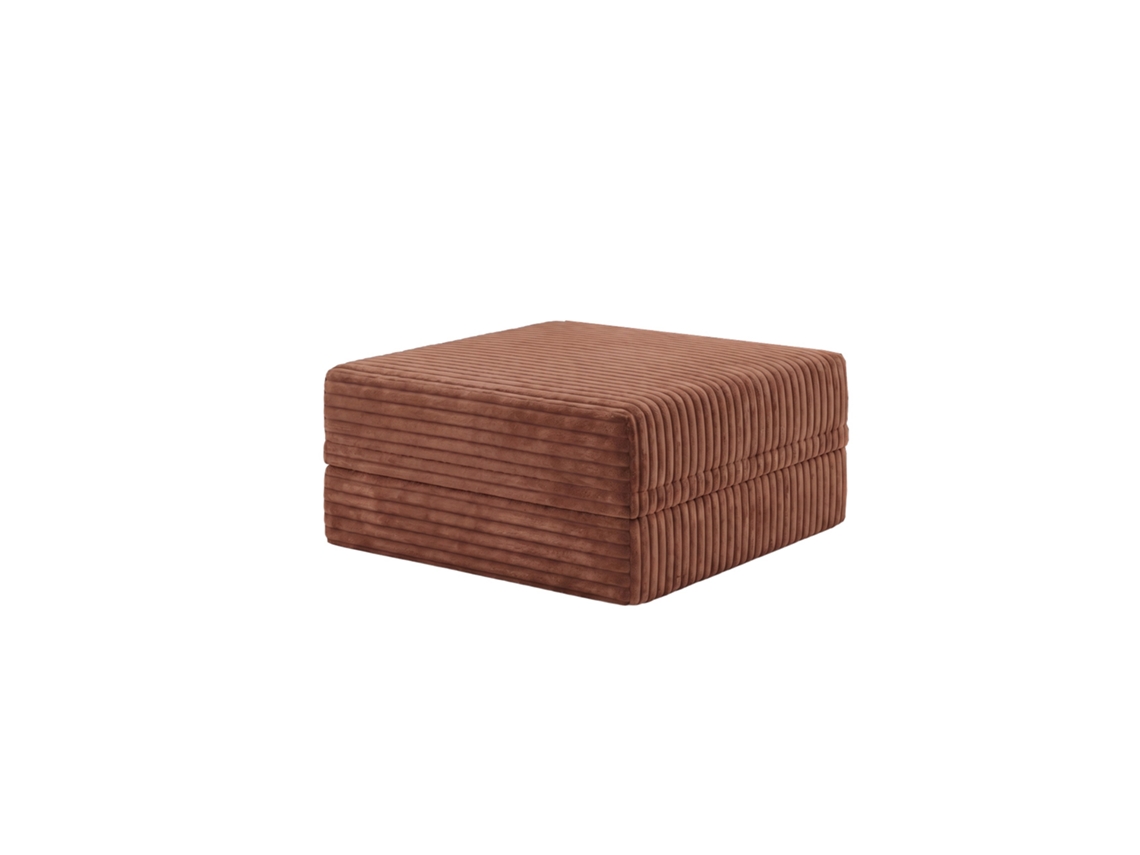 Sofá Modular Puff Convertível Veludo Listado Terracota SKOFFA