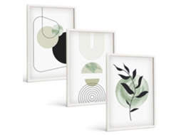 Quadros Decorativos Para Parede Formas Abstratas De Plantas Moldura Branca Quadros Para A Sala De Estar Espelharte (3 Piezas De 40x60 Cm)
