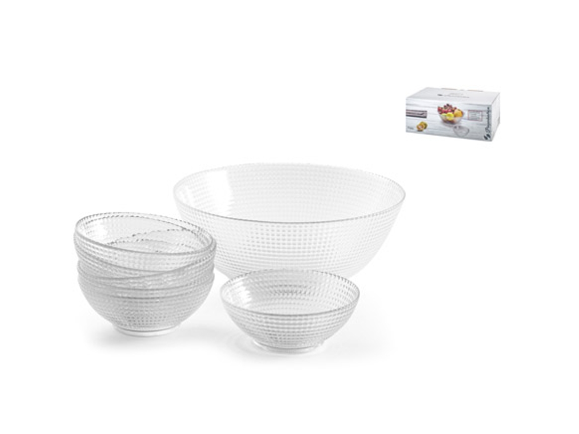 Conjunto de saladeira de vidro + 6 tigelas 7 peças NON