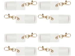 Conjunto de 8 Porta canetas em Tecido Branco com Textura Lichia, Clipe Anti perda, Estojo Protetor para Caneta