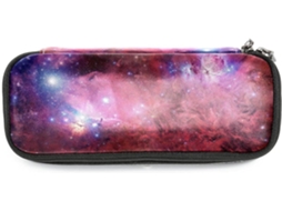 Estojo Grande Com Estampa De Galáxia, Nebulosa E Universo Em Vermelho, Ideal Lápis E Maquiagem Perfeito Escola