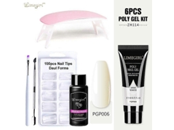 Kit de Unhas Gel Poly com Lâmpada Uv 6w, Rápido Ferramentas para Manicure GOKOCO