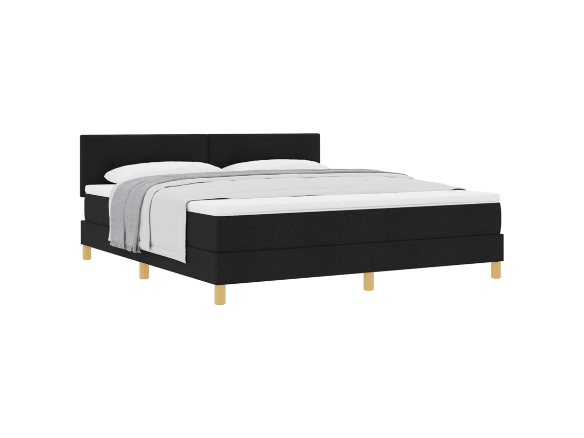 Cama Box com Almofada e Cabeceira preta 180x200 cm