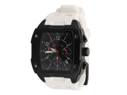 Relógio Analógico Masculino Quartzo Cronógrafo Impermeável Pulseira de Silicone Branco