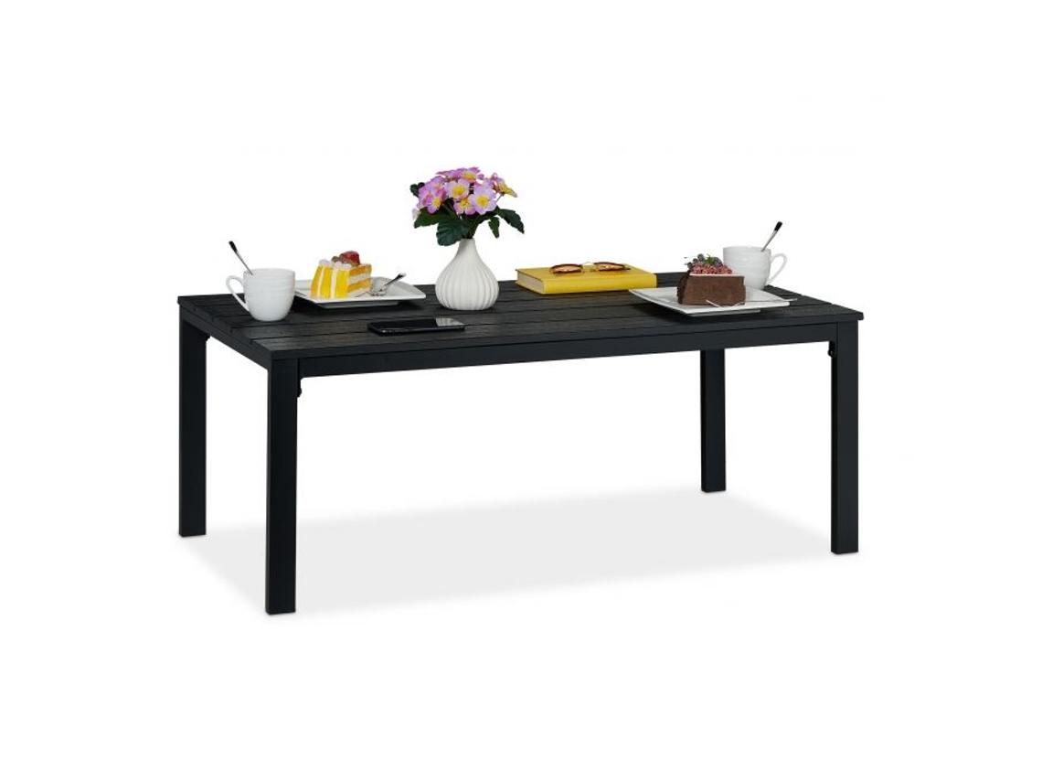 Mesa Retangular Para Jardim Em Aspecto De Madeira B2x