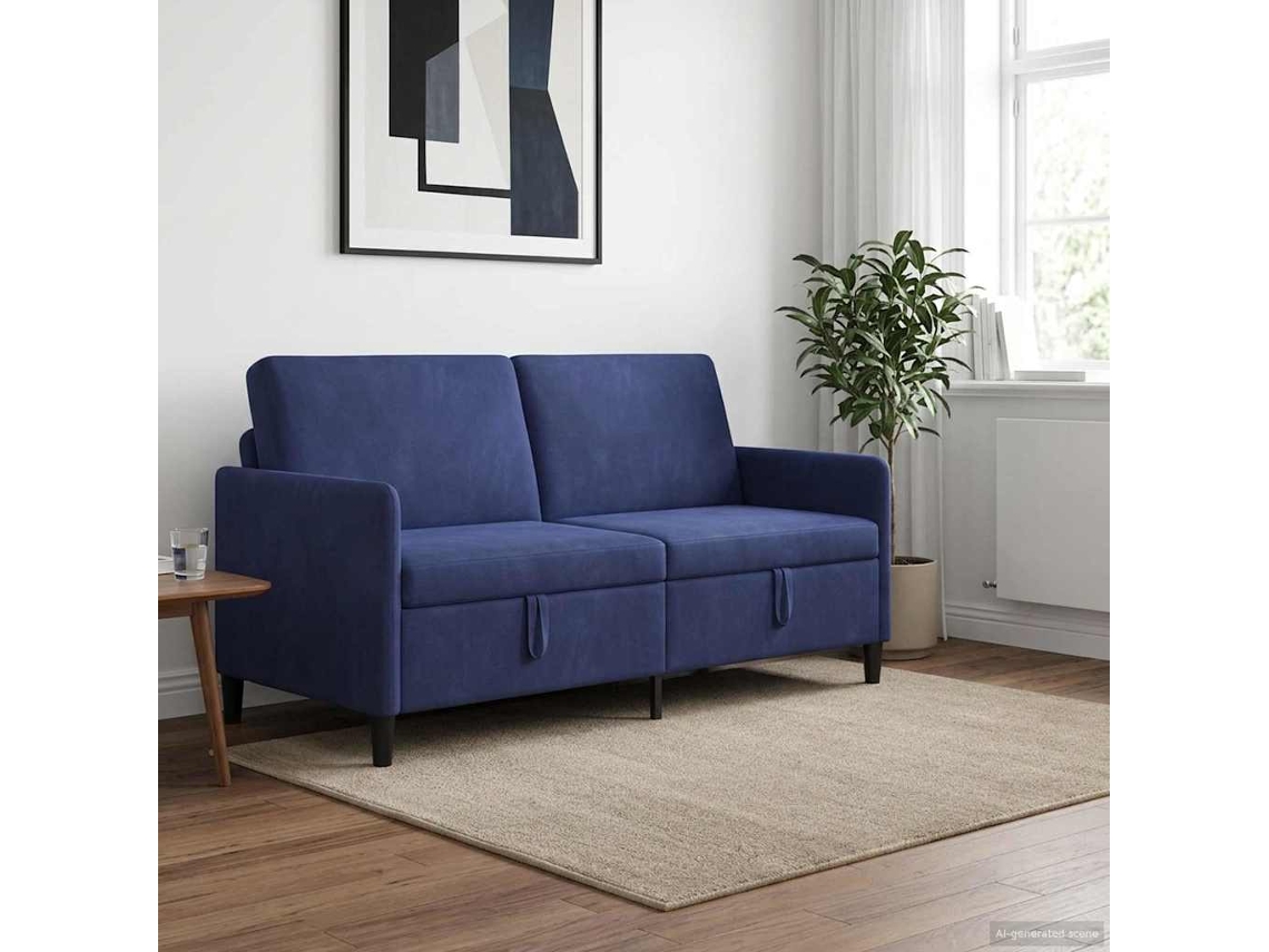 Vidaxl Sofa Com Armazenamento Azul Polícia 172 X 78 X 87 Cm Poliéster