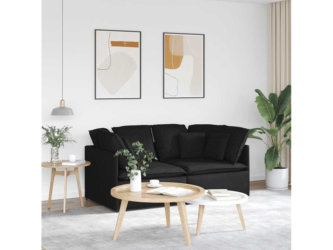 Vidaxl Sofá Modular Com Almofadas Tecido Preto