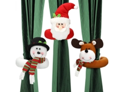 Conjunto De 3 Peças De Presilhas Para Cortina De Natal Com Boneco De Neve E Alce. Aquaforge