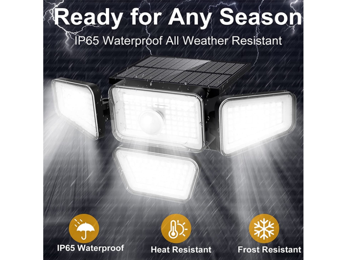 Lâmpada de Parede Solar 270 LEDs Sensor Movimento IP65 3 Modos | S/MARCA