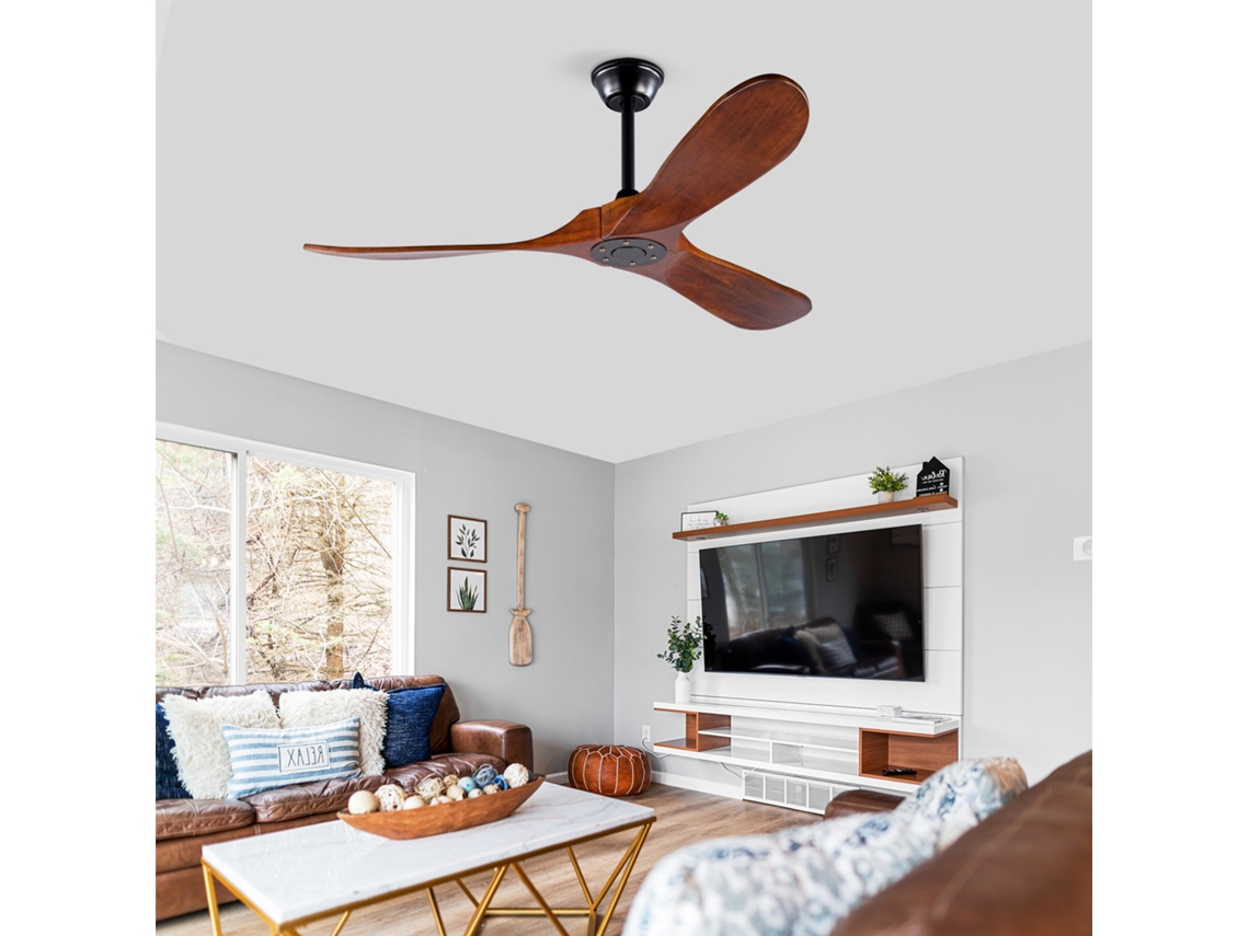 Ventilador Teto 52 Pol 3 Pás em Madeira Nogueira BRAVENTO