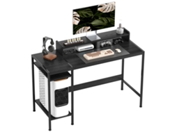 Mesa De Computador Reversível Com Estante, Design Moderno Em Madeira E Aço, 120 X 48 X 85, 5 Cm, Preta
