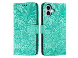 Capa Em Couro Pu, Para Apple Iphone 16plus Verde
