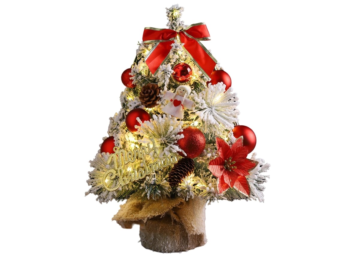 Mini árvore de Natal Digitallab de 18 polegadas com luzes, árvore de mesa com enfeites dourados