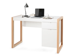Mesa Moderna Branca com Armário de Armazenamento 112,5 X 50 X 75 Cm NORTHIX
