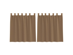 Cortinas de Voile com Laços 2 Pcs Castanho claro 140x140 Cm MAISON EXCLUSIVE