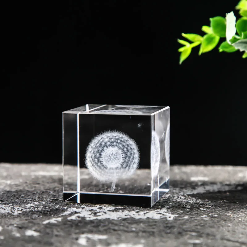 Cubo de Cristal Quadrado de 40mm para Joias, com Prisma de Vidro Gravado a Laser em 3d MDUG (estilo 8 40mm)