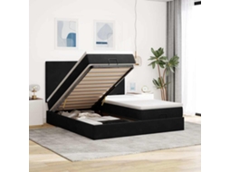 Vidaxl Estrutura de Cama Otomana com Colchões 180x200cm Veludo Preto